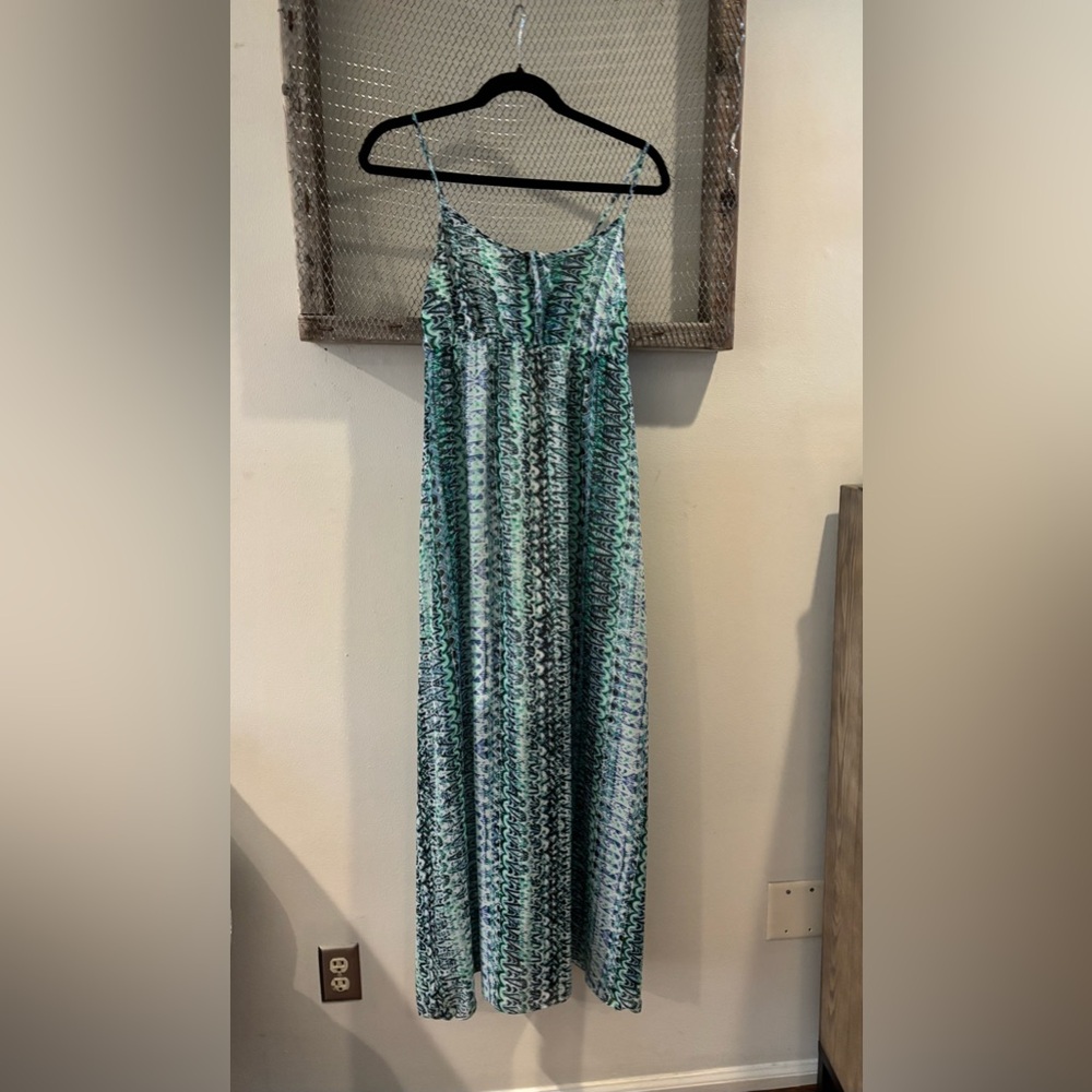 Blue and Green geometric maxi dress-